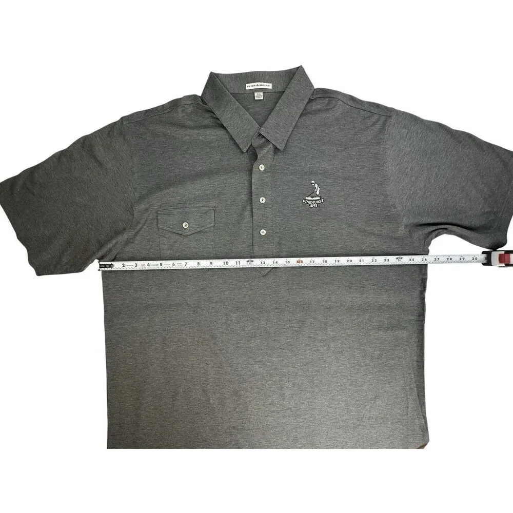 Peter Millar Pinehurst 1895 Golf Polo Heather Gray Cotton Shirt Men’s Size XXL